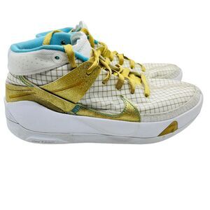 Nike Girls Kids Zoom KD DA0895-102 White Fabric Lace Up Basketball Shoes Size 5